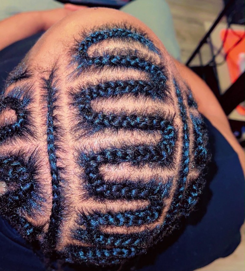 Cornrows close-up, top view